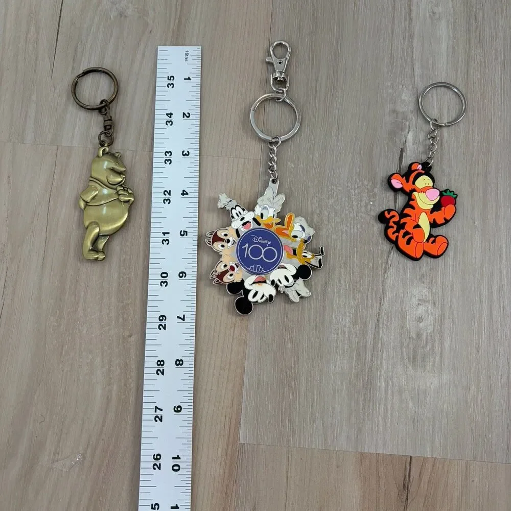 Disney Keychain Lot Of 3 Winnie The Pooh Tigger Mickey Mouse Metal Rubber